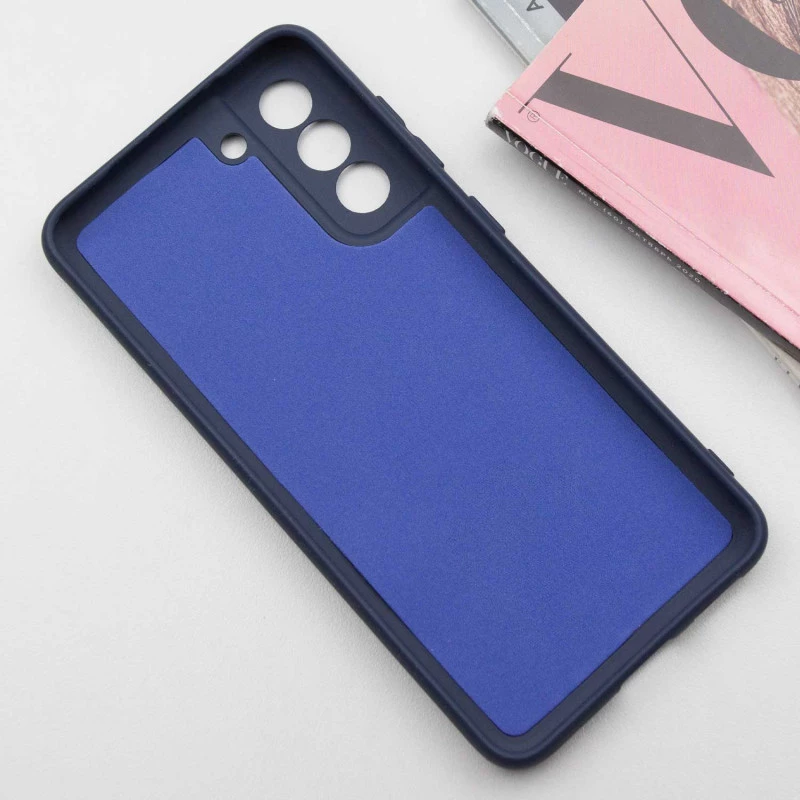 Цветной силиконовый чехол GETMAN с закрытой камерой на Samsung Galaxy S21 – Синий / Midnight Blue. Фото 3 из 6