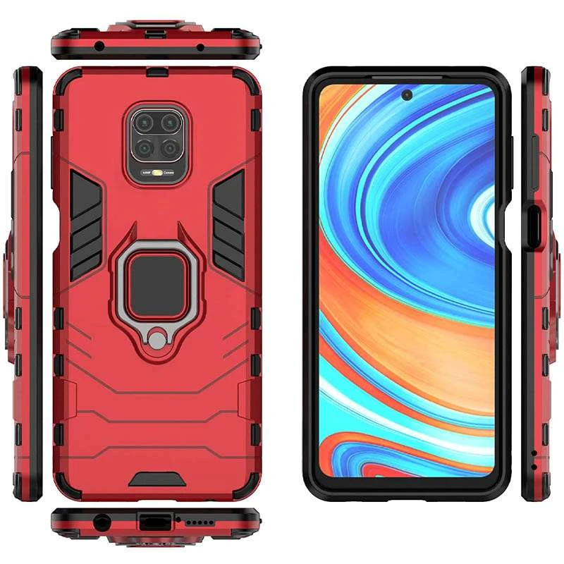 Противоударный чехол Transformer с кольцом для Xiaomi Redmi Note 9s / Note 9 Pro / Note 9 Pro Max – Красный / Dante Red. Фото 3 из 5