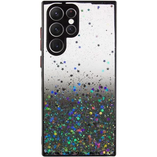 Чохол з блискітками та захистом камери на Samsung Galaxy S22 Ultra — Чорний