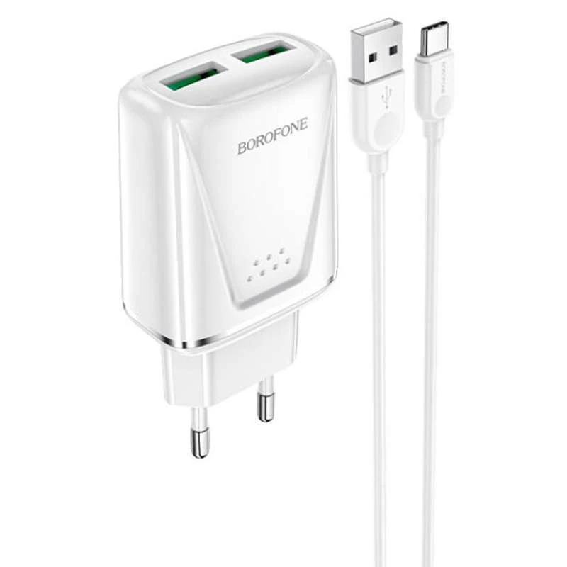 

МЗП Borofone BA54A Wide road QC3.0 (2USB) + Type-C (White)