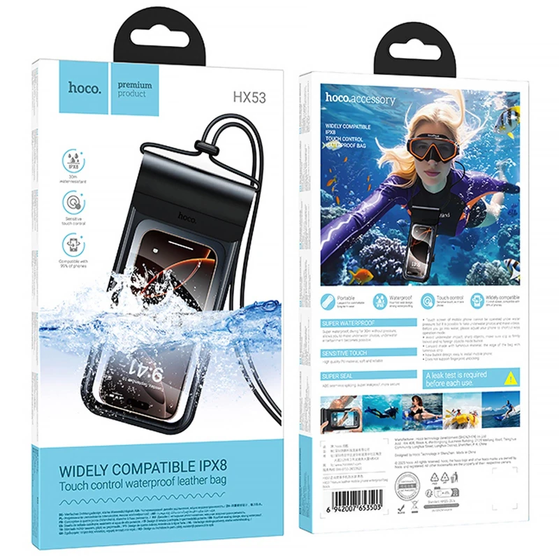 Водонепроникний універсальний чохол Hoco HX53 Treasure – Black. Фото 2 з 6