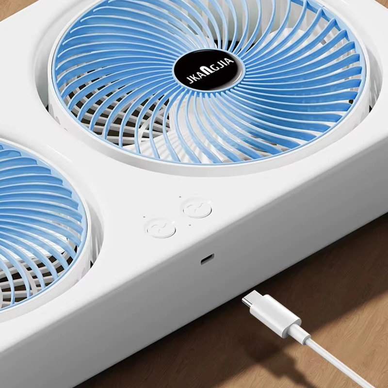 Настільний вентилятор F105 Dual-Fan Design 1800mAh – Blue. Фото 5 з 6