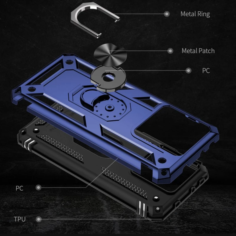 Противоударный чехол Serge Ring с кольцом для Xiaomi 13T – Темно-синий. Фото 5 из 7