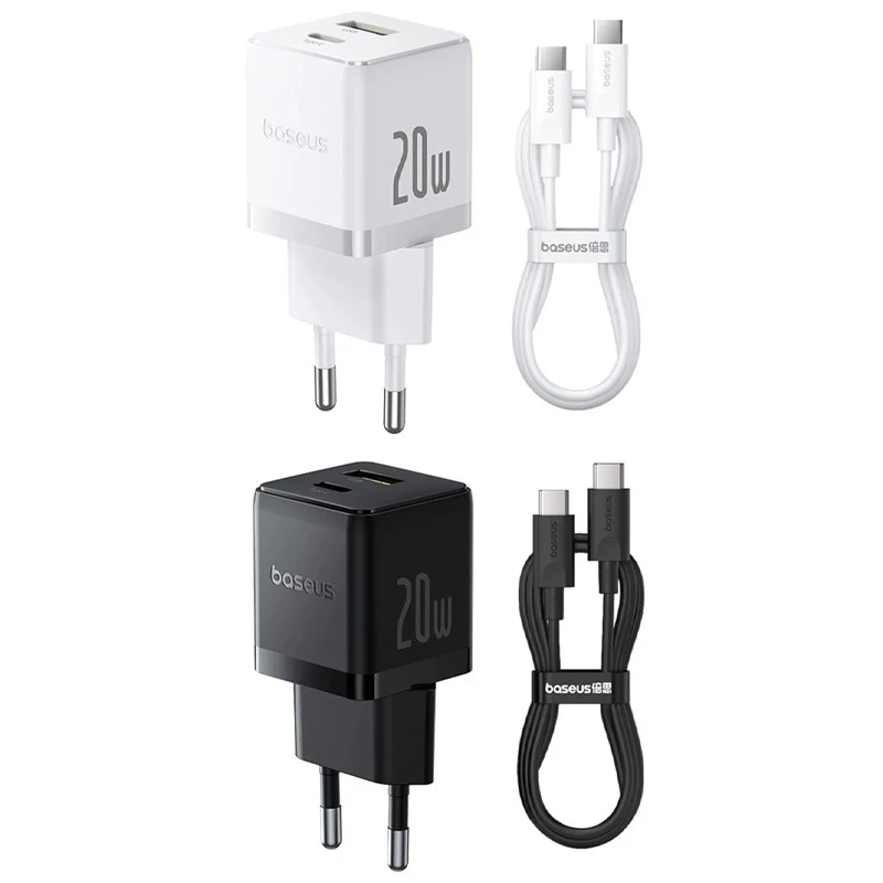 СЗУ Baseus Palm Fast Charger 20W (1USB-A/1C) + кабель Type-C to Type-C (P10111608) фото 1 из 1
