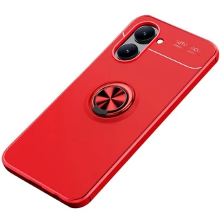 Чехол Deen ColorRing с кольцом для Realme C33 — Красный / Красный