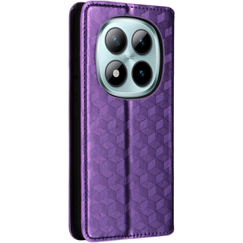 Шкіряний чохол-книжка Rhombus Book для Xiaomi Redmi Note 15 Pro+ 5G – Purple. Фото 2 з 7