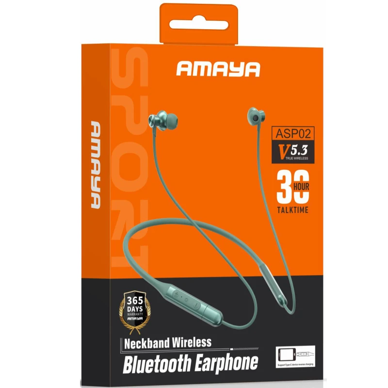 Bluetooth Наушники Amaya ASP02 Sports headphones – Black. Фото 2 из 2