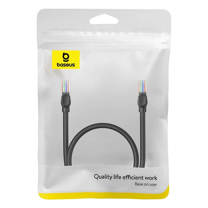 Кабель Baseus High Speed CAT5 Gigabit Ethernet Cable (Round Cable) 1m Cluster (B00133206111-01) – Black. Фото 6 з 6