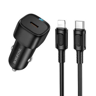 АЗП Borofone BZ34A Cloud PD20W (1USB-C) + кабель Type-C to Lightning — Black