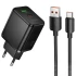 МЗП Hoco C157A Smart PD30W+QC3.0 (1USB-A/1C) + кабель USB to Type-C – Black. Фото 1 з 6