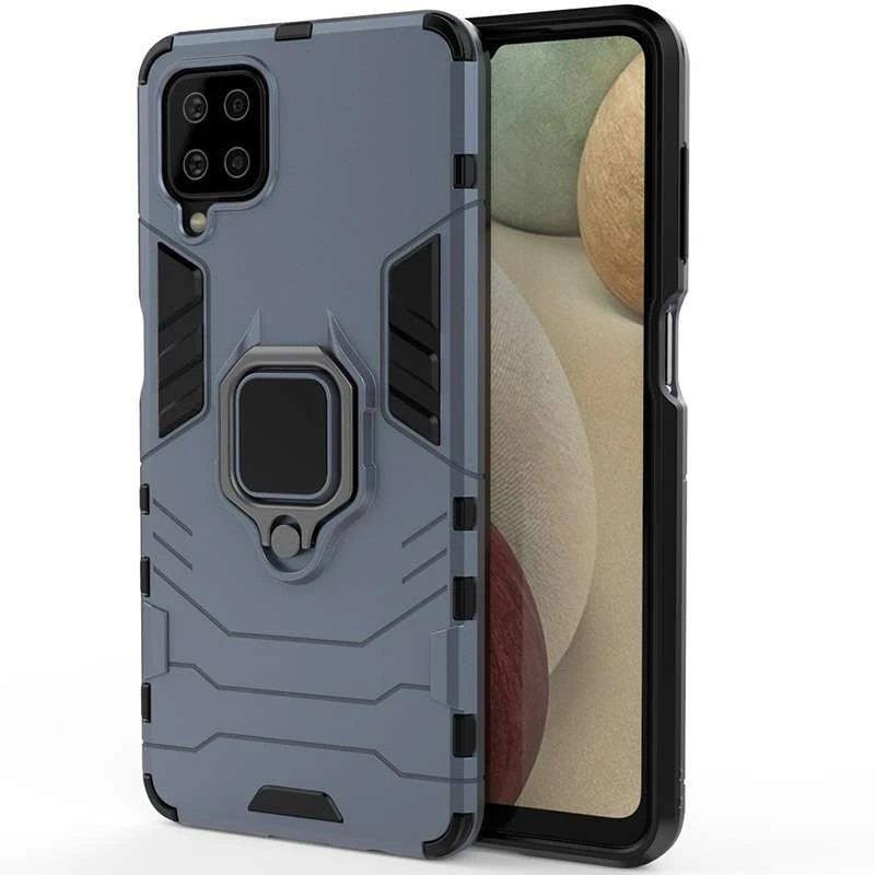 Протиударний чохол Transformer з кільцем на Samsung Galaxy A12 – Сірий / Metal slate. Фото 4 з 5