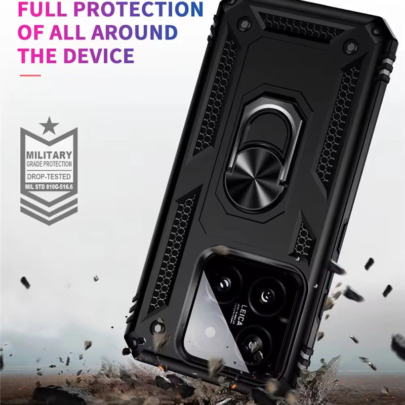 Протиударний чохол Serge Ring з кільцем на Xiaomi 14T – Чорний. Фото 3 з 5