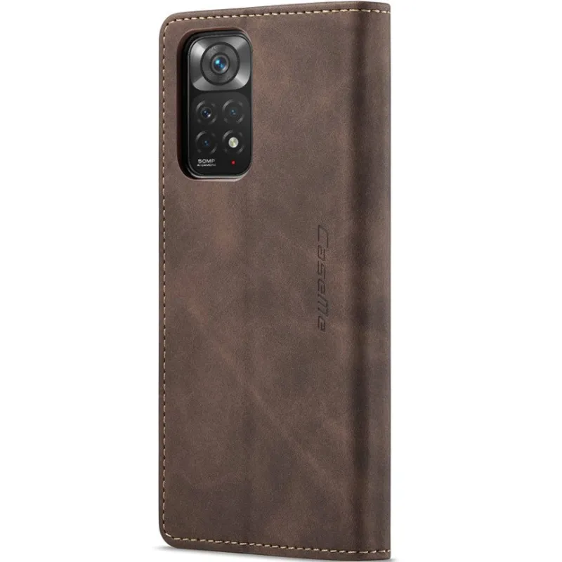 Кожаный чехол-книжка CaseMe Velvet Nubuck для Xiaomi Redmi Note 11 (Global) / Note 11S – Coffee. Фото 4 из 6