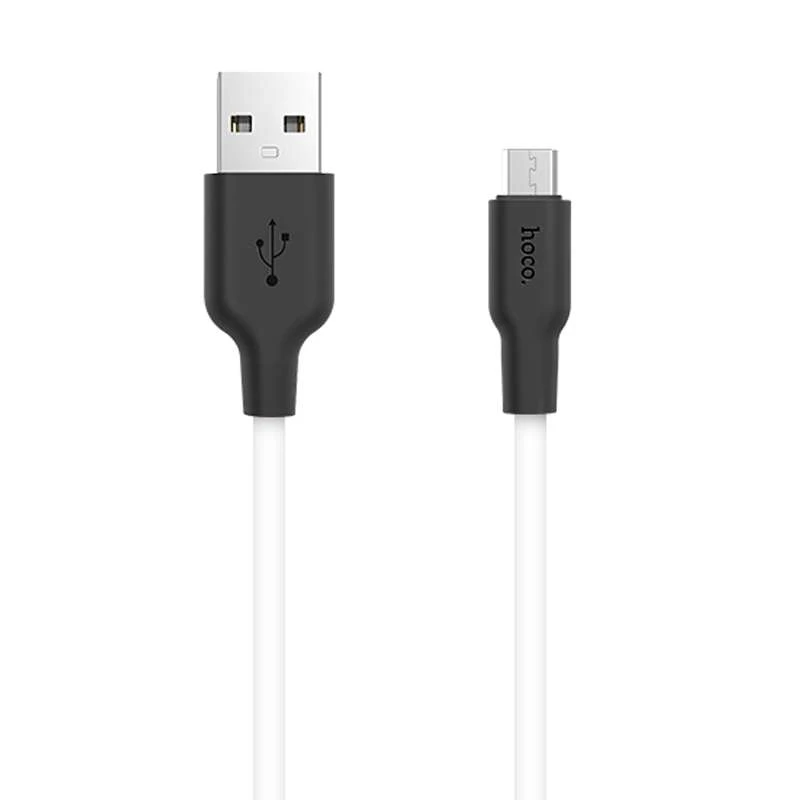 Дата кабель Hoco X21 Plus Silicone MicroUSB Cable (1m) – Чорний / Білий. Фото 2 з 6