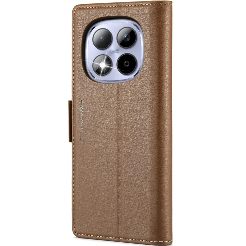 Шкіряний чохол-книжка CaseMe Nappa leather для Xiaomi Redmi Note 15 Pro 5G – Brown. Фото 3 з 10