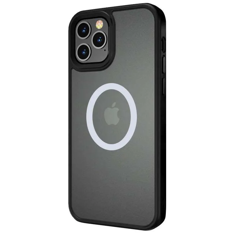 TPU+PC чехол Metal Buttons with Magnetic Fit для Apple iPhone 12 Pro Max (6.7") – Черный / Black. Фото 2 из 4
