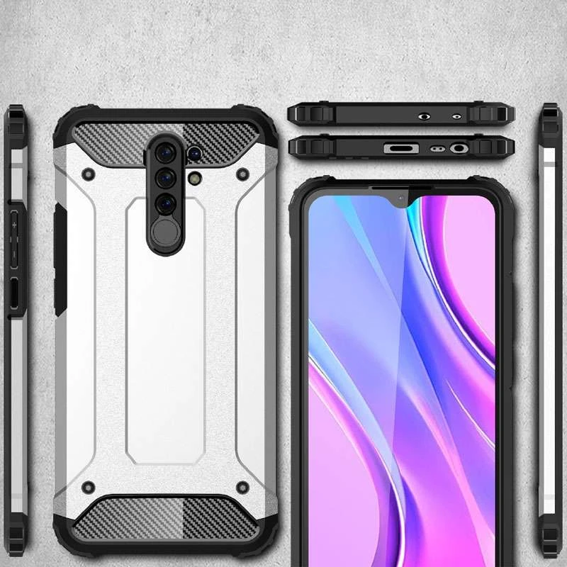 Противоударный чехол с усиленными углами Immortal для Xiaomi Redmi 9 – Серебряный. Фото 4 из 8