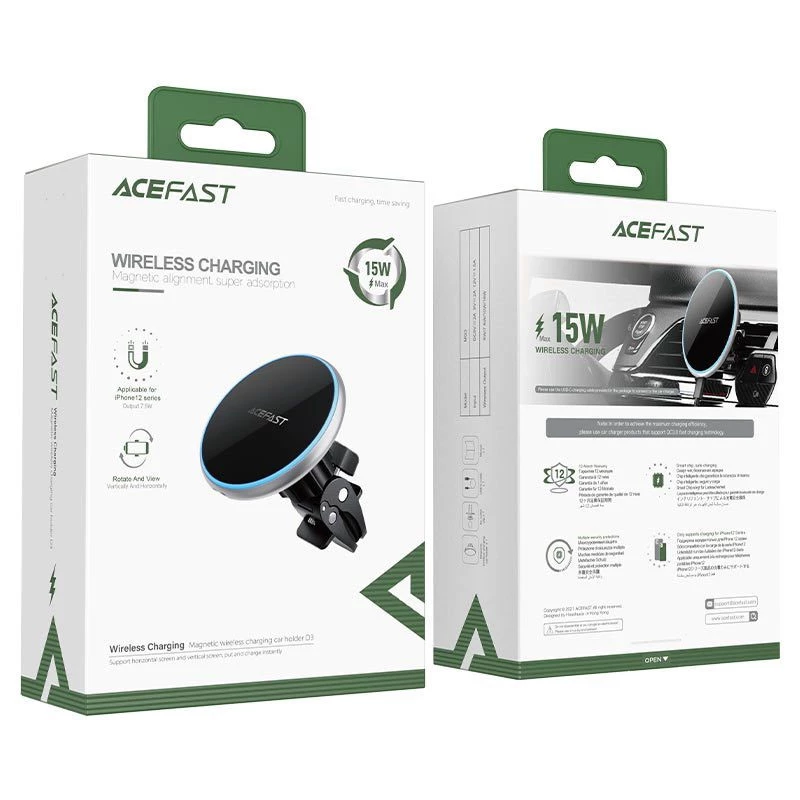 Автотримач з БЗП Acefast D3 magnetic wireless – silver. Фото 5 з 5