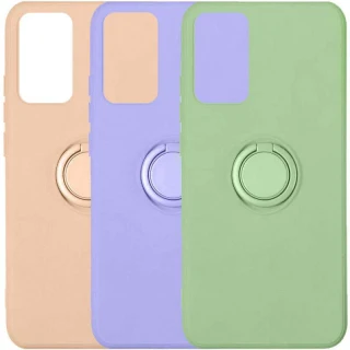 Цветной силиконовый чехол с кольцом для Samsung Galaxy A02s фото 1 из 3