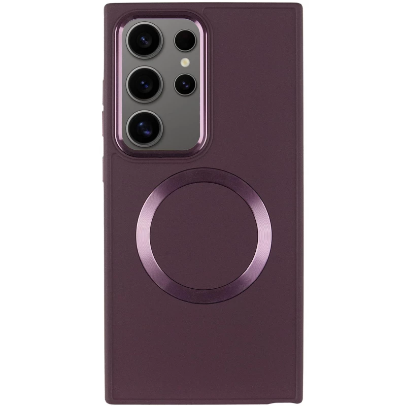 TPU чехол Bonbon с металлическими кнопками та MagSafe на Samsung Galaxy S24 Ultra – Бордовый / Plum. Фото 4 из 11