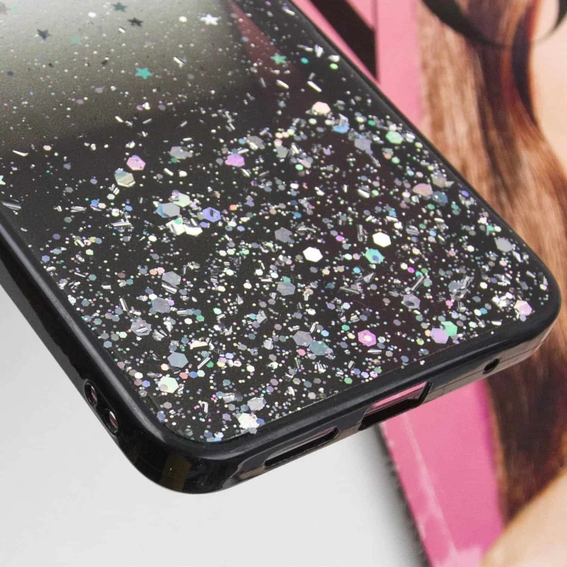 Чохол з блискітками та захистом камери на Xiaomi Redmi Note 12 4G – Чорний. Фото 9 з 9