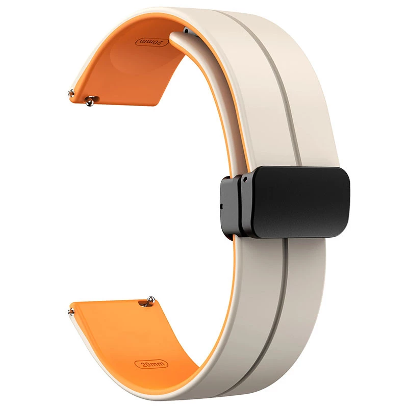 Силіконовий ремінець Classy для Smart Watch 20mm – White / Orange. Фото 2 з 2