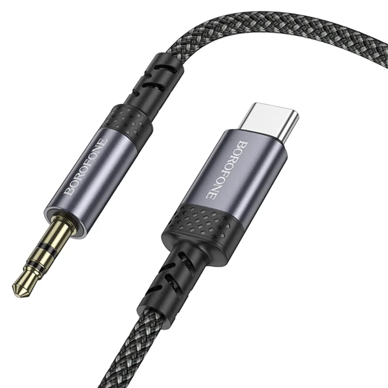 Аудіо кабель Aux Borofone BL24 Graceful Type-C to AUX 3.5mm) (1m) – Metal grey. Фото 4 з 7