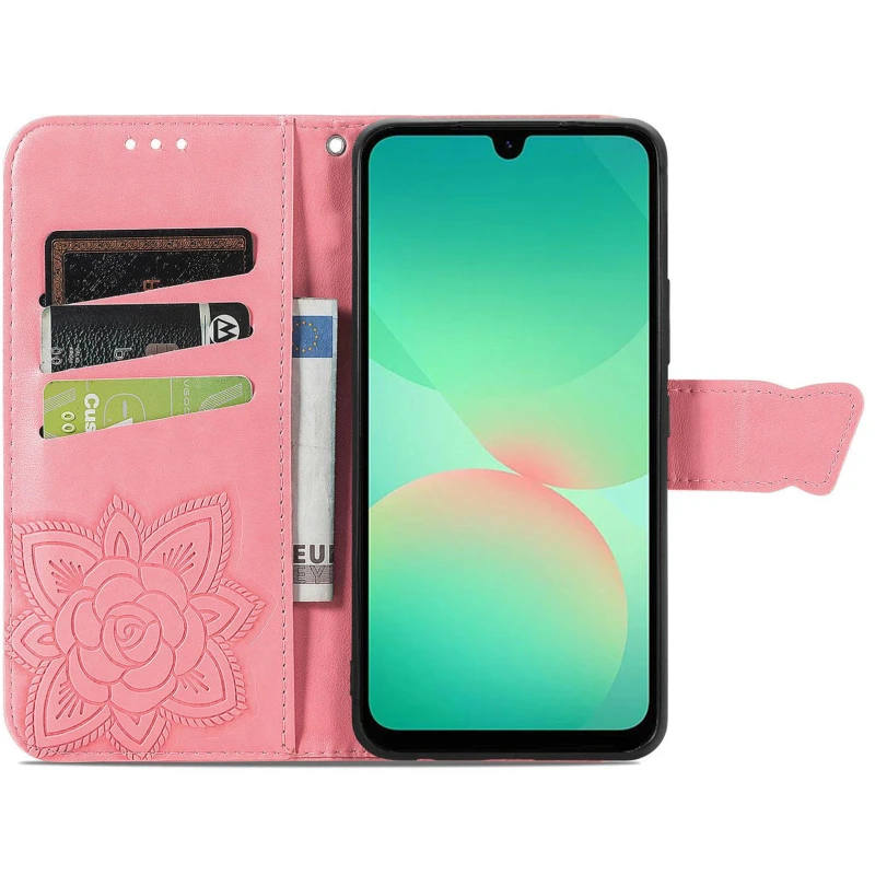 Кожаный чехол-книжка Butterfly Pattern для Samsung Galaxy A37 5G – Pink. Фото 3 из 4