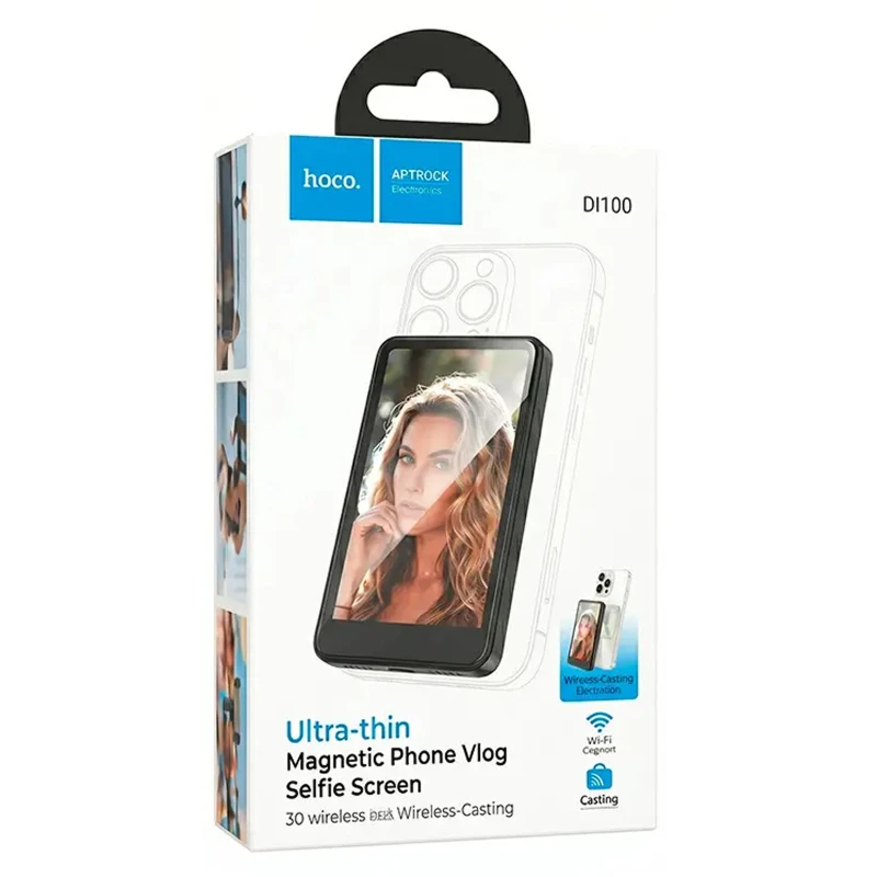 Беспроводной дублирующий экран / монитор для селфи Hoco DI100 with Magnetic – Black. Фото 2 из 4