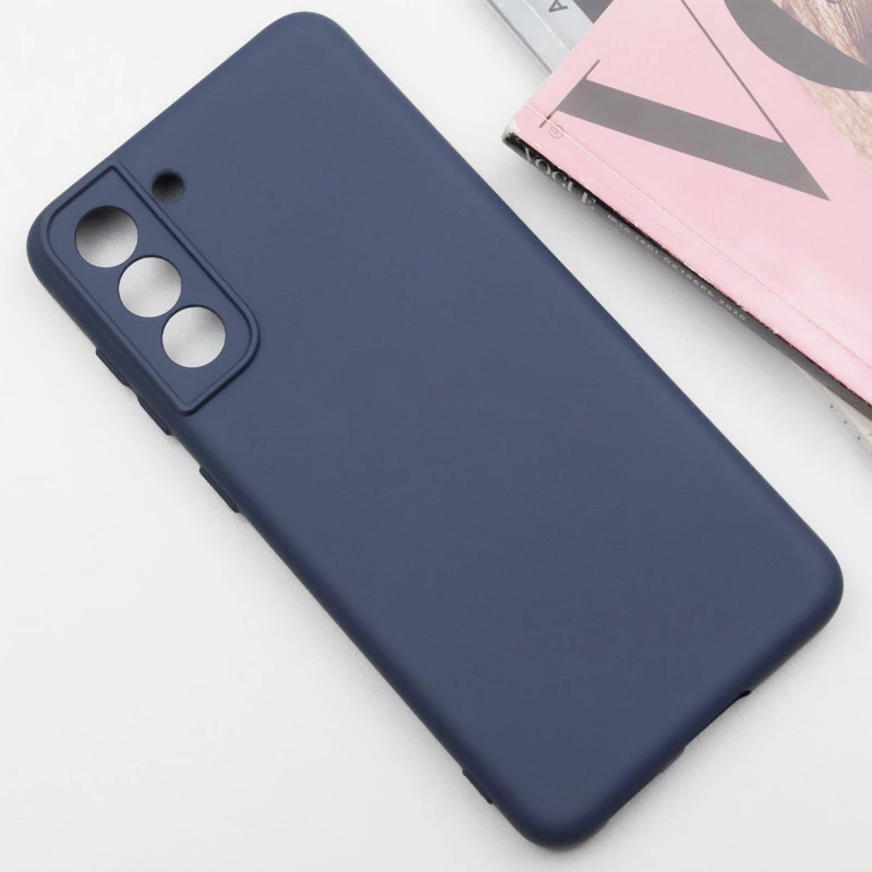 Цветной силиконовый чехол GETMAN с закрытой камерой на Samsung Galaxy S21 – Синий / Midnight Blue. Фото 2 из 6