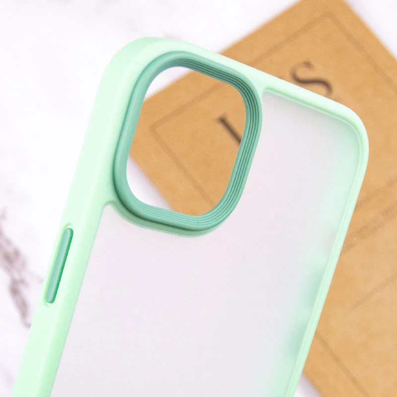 TPU+PC з металевими кнопками на Apple iPhone 14 (6.1") – М'ятний / Light Green. Фото 7 з 7