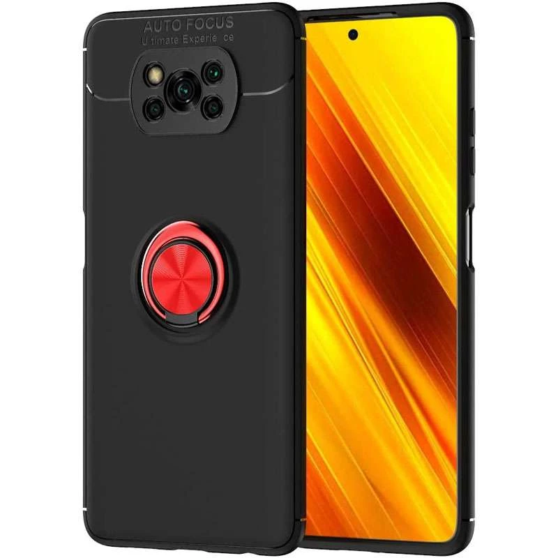 

Чехол Deen ColorRing с кольцом для Xiaomi Poco X3 NFC / Poco X3 Pro (Черный / Красный), Чорний / червоний