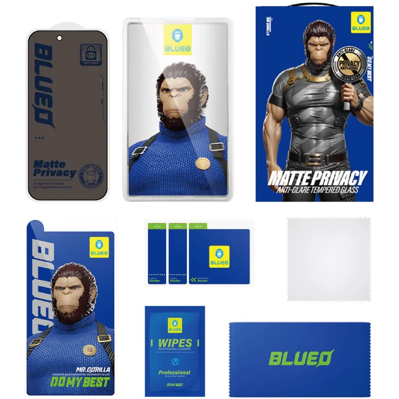Защитное 2.5D стекло Blueo Full Cover Anti-Peep Matte для Apple iPhone 18 Pro Max – Черный. Фото 4 из 4