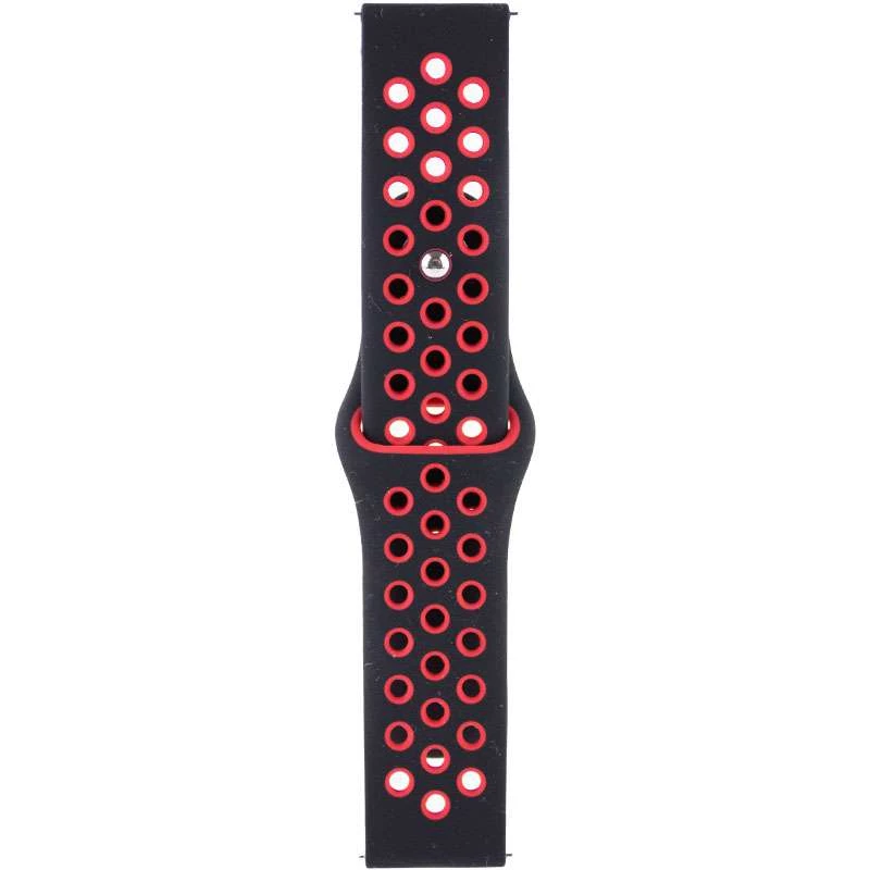 Силиконовый ремешок Sport Nike+ для Xiaomi Amazfit/Samsung 20 mm – black/red. Фото 2 из 3