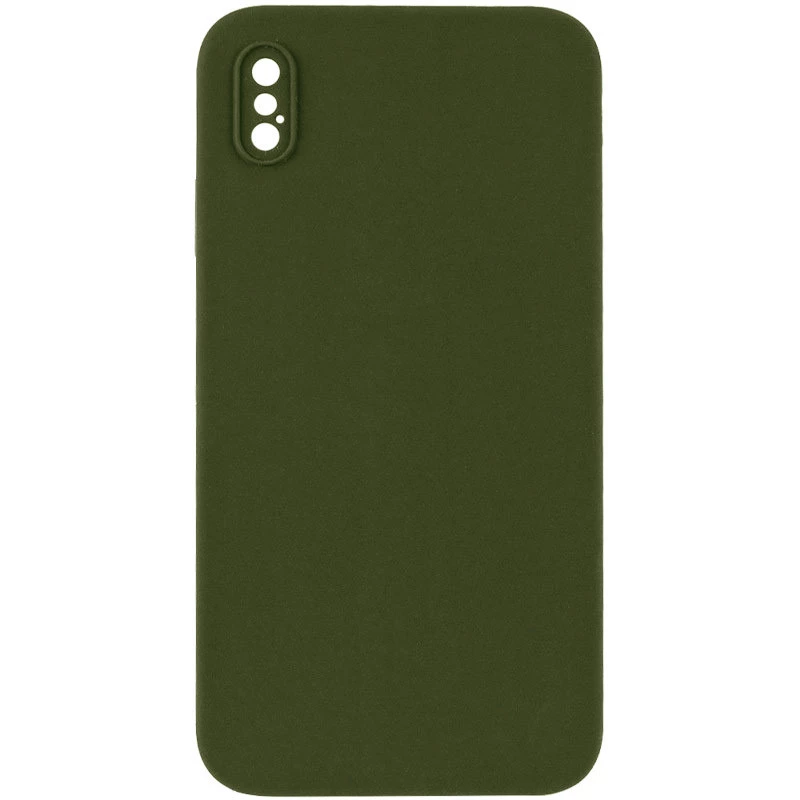 Чехол Silicone Case Square L с защитой камеры для Apple iPhone XS (5.8") – Зеленый / Dark Olive. Фото 1 из 1
