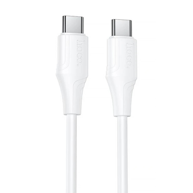 Дата кабель Hoco X124 Bien silicone Type-C to Type-C 60W (1m) – White. Фото 1 з 3