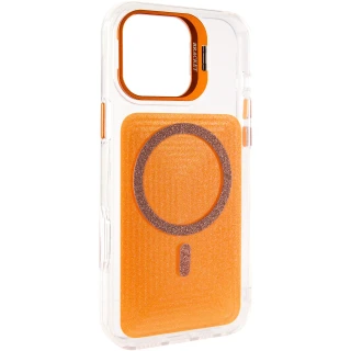 Чехол TPU+PC Jewel Sparkle with MagSafe для Apple iPhone 16 Pro Max — Orange Sparkle