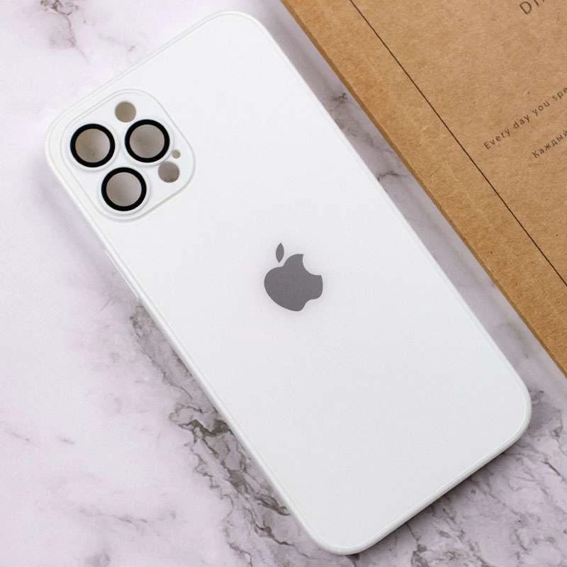 Силиконовый сапфирный чехол со стеклянной поверхностью на Apple iPhone 12 Pro (6.1") – Pearly White. Фото 5 из 7