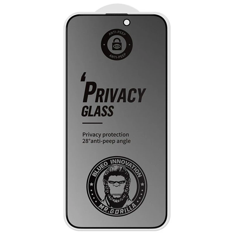 Захисне 2.5D скло Blueo Full Cover Anti-Peep Matte для Apple iPhone 16 – Чорний. Фото 2 з 2