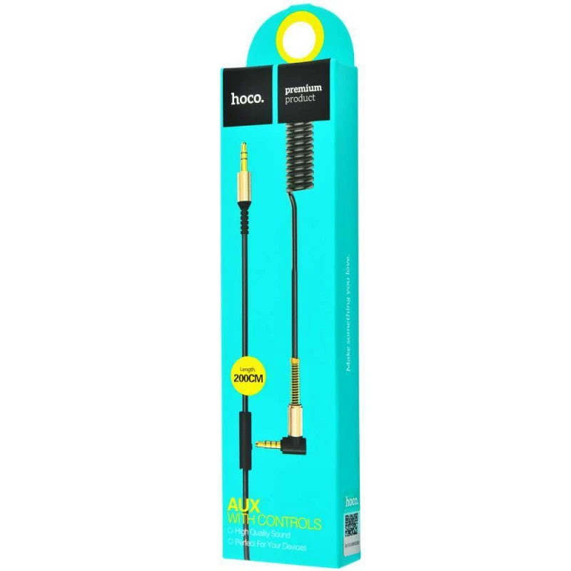 Аудио кабель Aux Hoco UPA02 With Mic (2m) – Черный. Фото 2 из 7