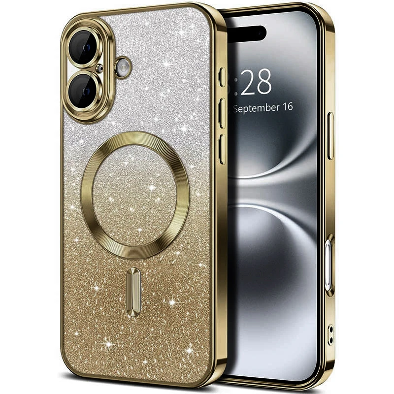 Чохол з блискітками, захисними лінзами на камеру та MagSafe на Apple iPhone 17 (6.3") – Коричневий / Brown. Фото 1 з 1