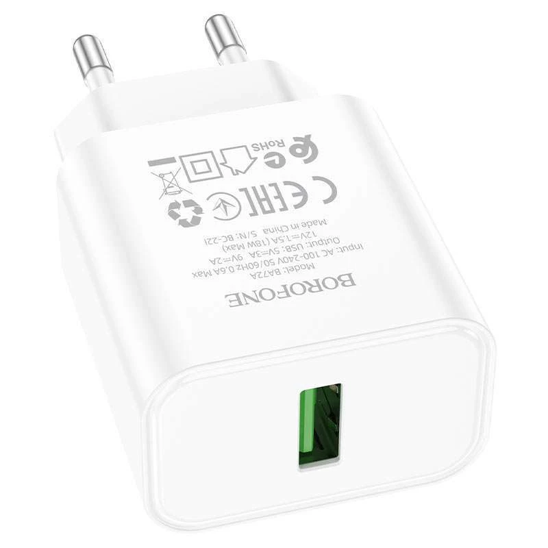 МЗП Borofone BA72A Spring QC3.0 – White. Фото 2 з 3