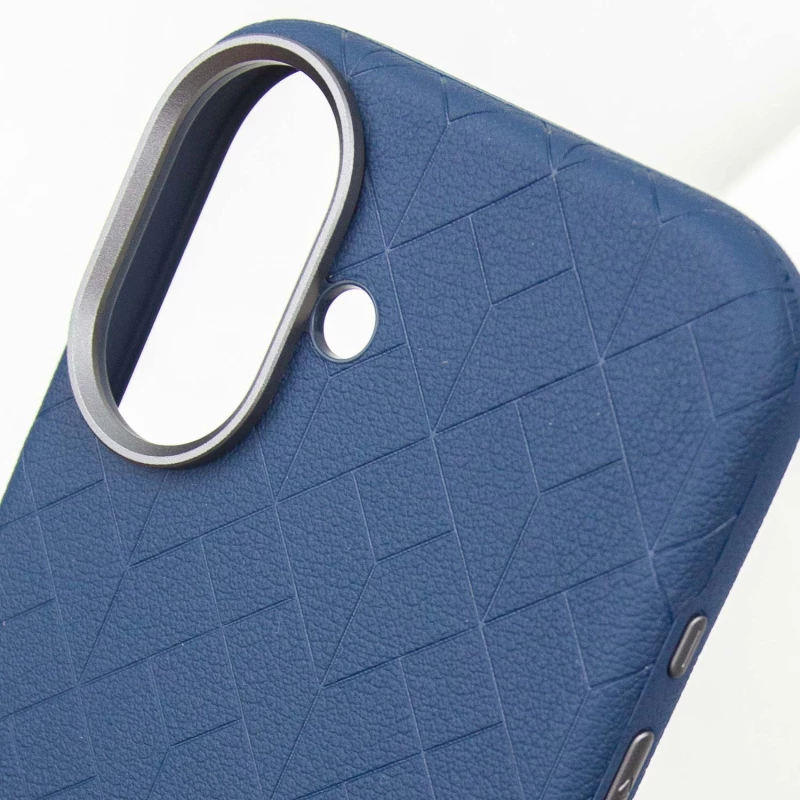 Шкіряний чохол з візерунком та MagSafe на Apple iPhone 16 – Blue. Фото 7 з 8