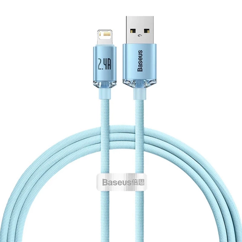 

Дата кабель Baseus Crystal Shine Series USB to Lightning 2.4A (1.2m) (CAJY00000) (Sky Blue)