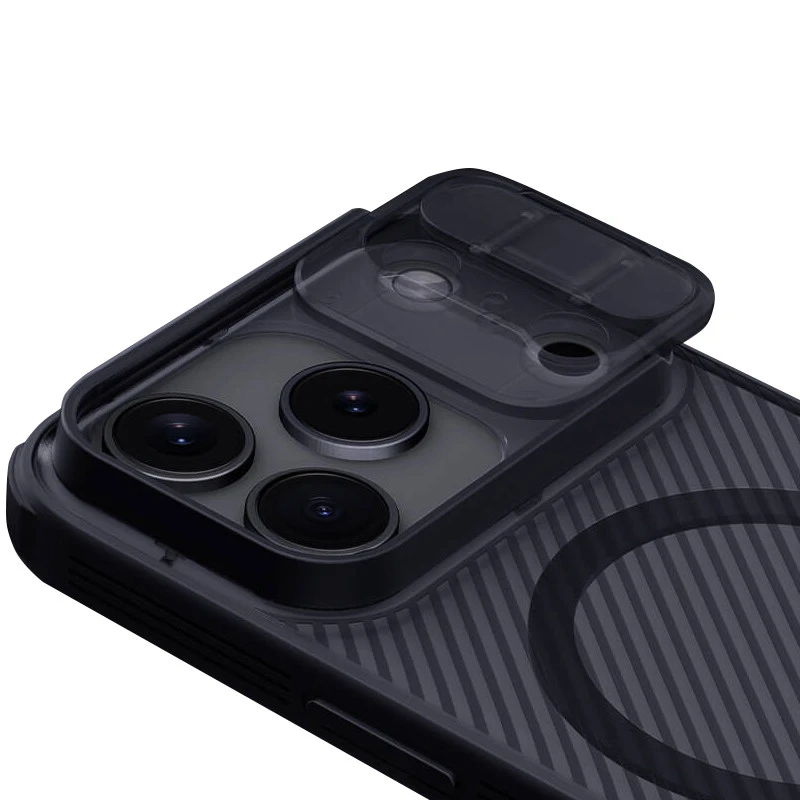 Пластикова накладка Nillkin Pro зі шторкою для камери та магнітом на Apple iPhone 17 Pro Max (6.9") – Transparent black. Фото 4 з 7