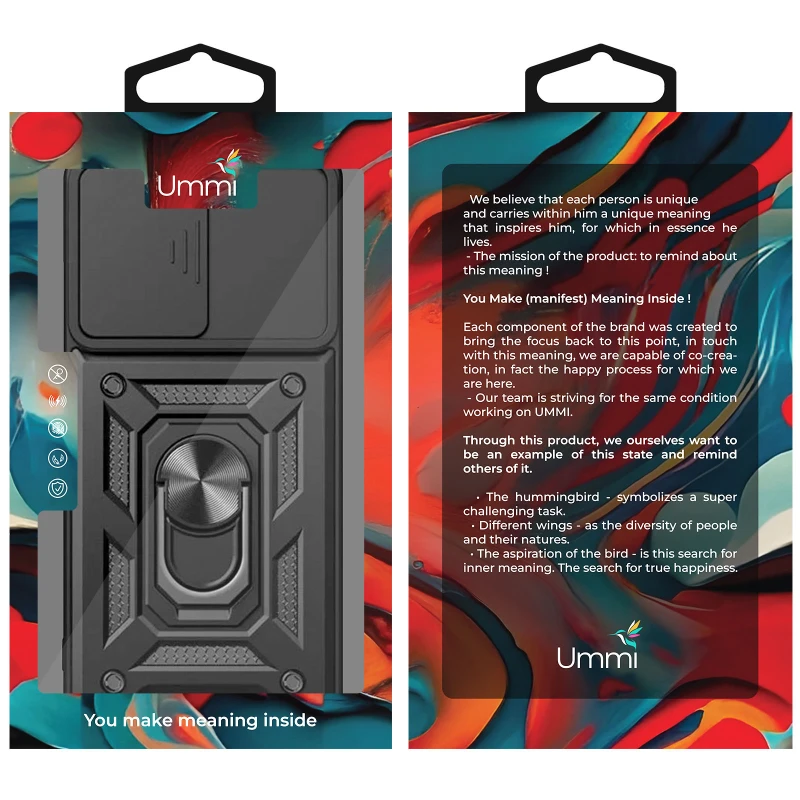 Удароміцний чохол Ummi Camshield Serge Ring (in box) для Xiaomi Redmi 15 4G (Global) / 5G – Чорний / Black. Фото 6 з 6