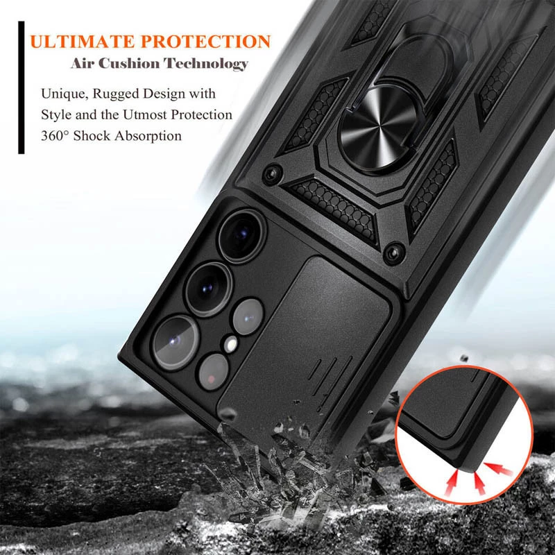 Ударопрочный чехол Serge Ring с защитой камеры для Samsung Galaxy S25 Ultra – Черный. Фото 5 из 7