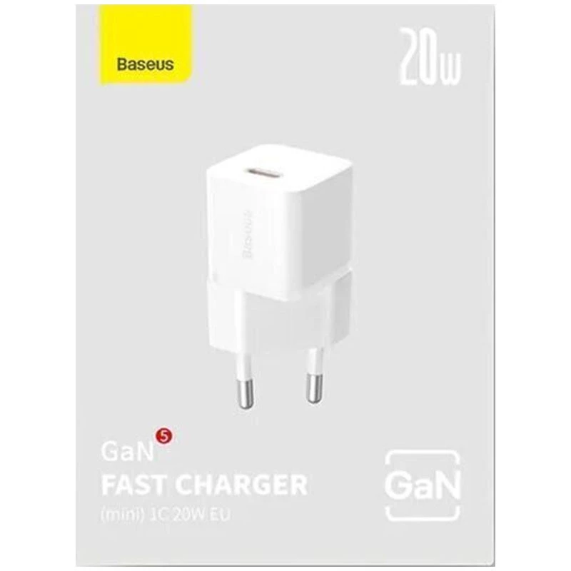 МЗП Baseus GaN5 Fast Charger (mini) 1C 20W (CCGN05010) – White. Фото 5 з 5