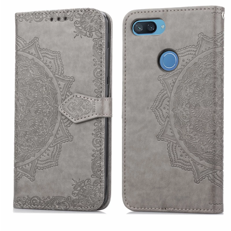 Шкіряний чохол-книжка Art Case з візитницею для Xiaomi Mi 8 Lite / Mi 8 Youth (Mi 8X) – Сірий. Фото 1 з 8