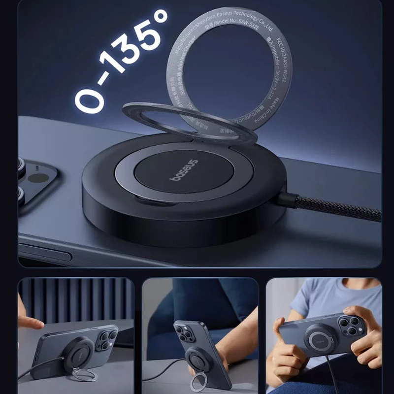 БЗП Baseus Simple Mini4 Qi2 15W (P10273300121-0) – Cosmic Black. Фото 5 з 6